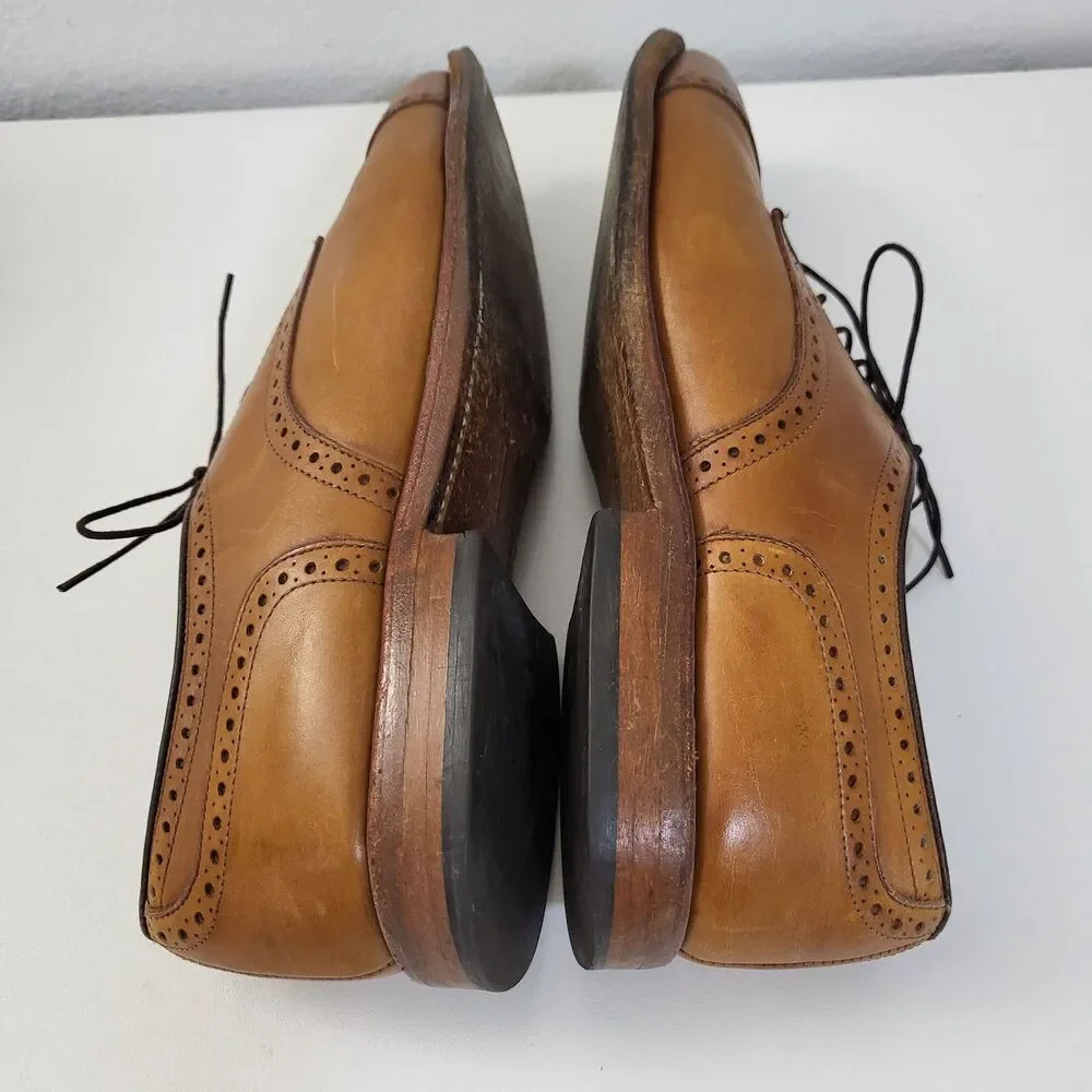 ALLEN EDMONDS Colton Dress Shoes Men 11 Brown Tan Leather Captoe Brogue Oxford